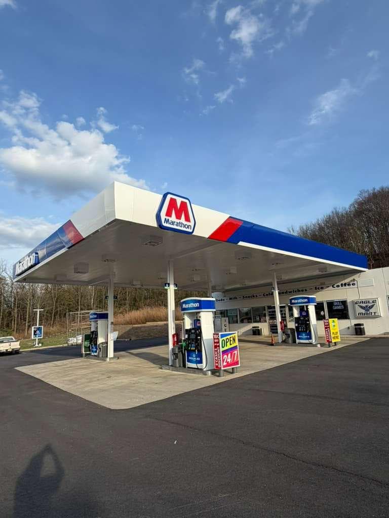 Marathon fuel pumps at Blue Mountain Travel Center